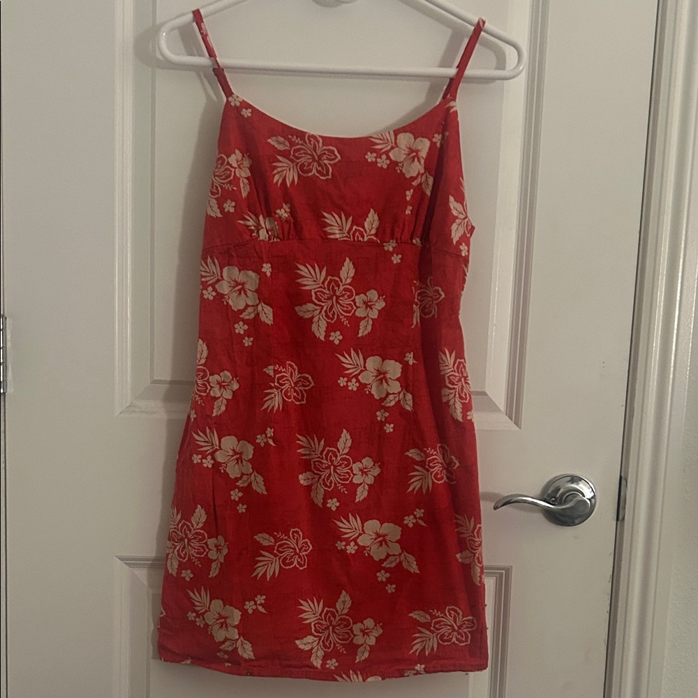 Red Floral Spaghetti Strap Dress